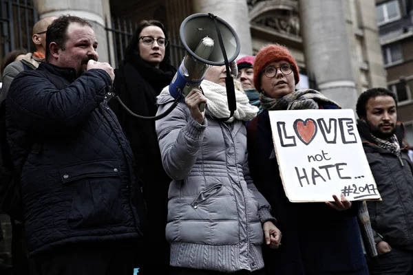 België-Trump-protest-immigratie-politiek-migratie - — Stockfoto