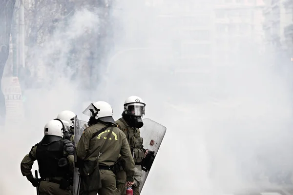 Atina Hükümetin Tasarruf Politikalarına Karşı Saat Süren Genel Grev Sırasında — Stok fotoğraf