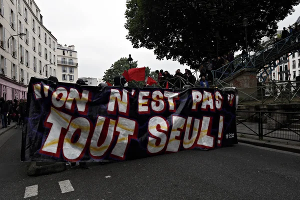 Paříž Feance Června 2016 Antifašisté Střetli Policií Nepokojů Během Pochodu — Stock fotografie