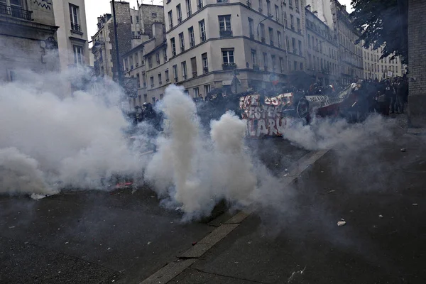 Paris Feance Juin 2016 Des Antifascistes Sont Affrontés Avec Police — Photo