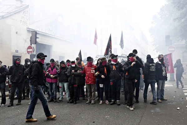 Paris Feance Juin 2016 Des Antifascistes Sont Affrontés Avec Police — Photo