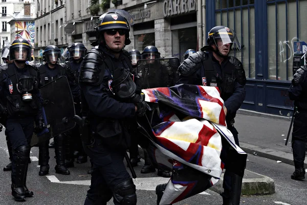 Paris Feance Juin 2016 Des Antifascistes Sont Affrontés Avec Police — Photo