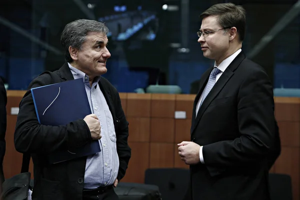 Posiedzenia Ministrów Finansów Eurogrupy Brukseli Belgii Dniu Grudnia 2016 — Zdjęcie stockowe