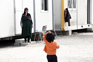 Atina'daki Eleonas mülteci kampında mülteciler, Yunanistan 9 Nisan 2016