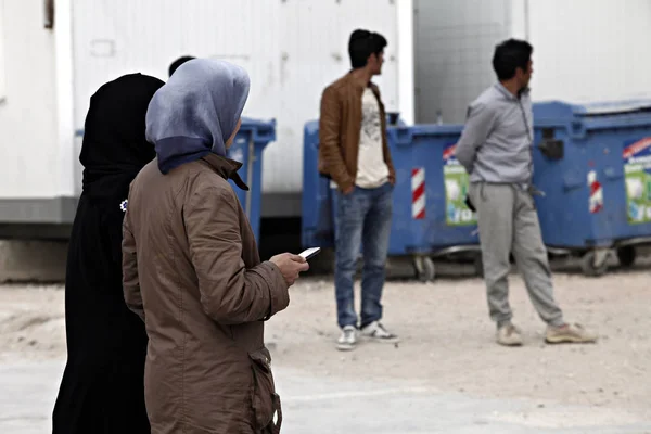 Refugiados Campamento Refugiados Eleonas Atenas Grecia Abril 2016 — Foto de Stock