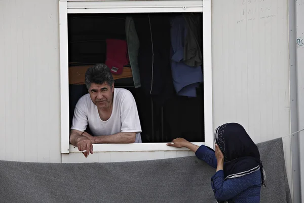 Refugiados Campamento Refugiados Eleonas Atenas Grecia Abril 2016 — Foto de Stock