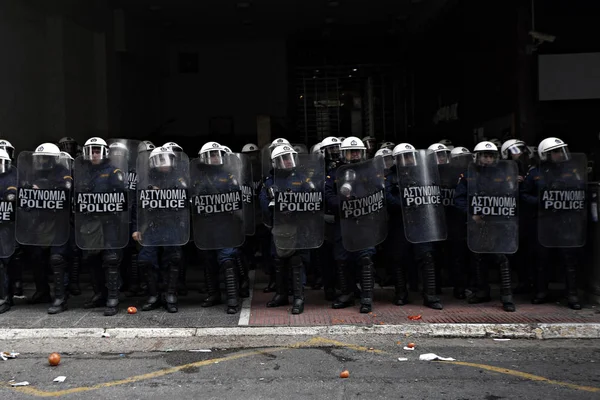 Greek Farmers Region Crete Clash Police Protest Planned Pension Reforms — Stock Photo, Image