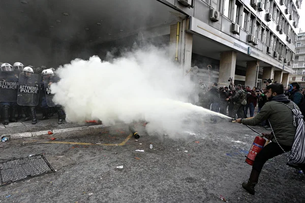 Grekiska Bönder Från Regionen Kreta Kollidera Med Polisen Protest Mot — Stockfoto