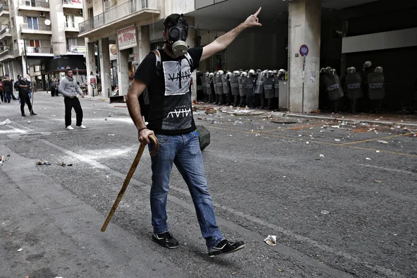 Campesinos Griegos Región Creta Enfrentaron Con Policía Durante Una Protesta —  Fotos de Stock