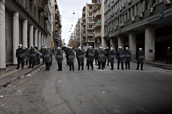 Campesinos Griegos Región Creta Enfrentaron Con Policía Durante Una Protesta — Foto de Stock