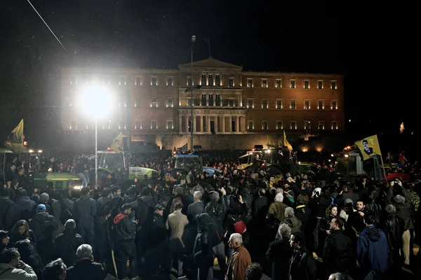 Griekse Boeren Uit Regio Kreta Botsen Met Politie Tijdens Een — Stockfoto