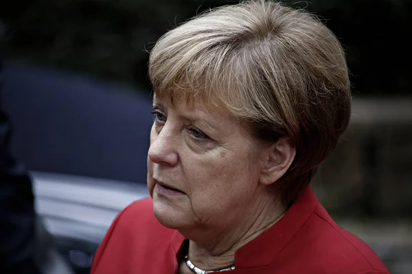 Chanceler Alemanha Angela Merkel Uma Conferência Imprensa Bruxelas Bélgica Outubro — Fotografia de Stock