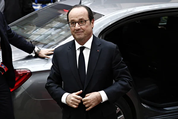 Franse President Francois Hollande Praat Met Pers Afloop Van Top — Stockfoto