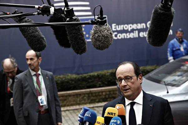 Franse President Francois Hollande Praat Met Pers Afloop Van Top — Stockfoto
