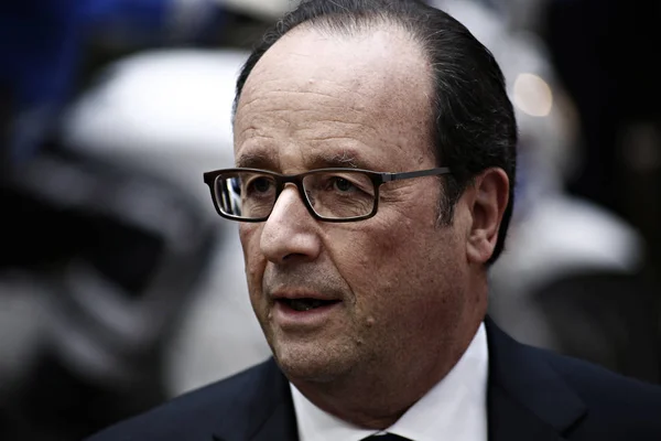 Franse President Francois Hollande Praat Met Pers Afloop Van Top — Stockfoto