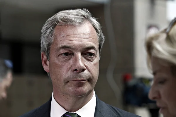 Ledamot Europaparlamentet Nigel Farage Anländer Till Ett Toppmöte Mellan Ledare — Stockfoto