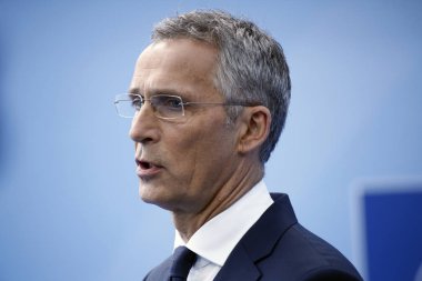 NATO Genel Sekreteri Jens Stoltenberg, Brüksel 'deki NATO zirvesinin ilk gününde 11 Temmuz 2018, Belçika 'da geldi. 