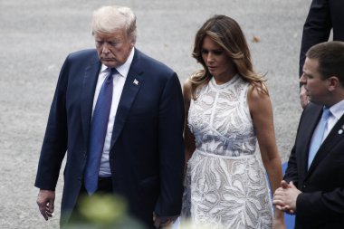 ABD Başkanı Donald Trump ve ABD First Lady'si Melania Trump, 11 Temmuz 2018'de Belçika'nın başkenti Brüksel'deki Parc du Cinquantenaire'de iş yemeğine geliyor..