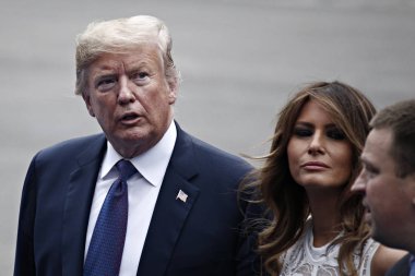 ABD Başkanı Donald Trump ve ABD First Lady'si Melania Trump, 11 Temmuz 2018'de Belçika'nın başkenti Brüksel'deki Parc du Cinquantenaire'de iş yemeğine geliyor..