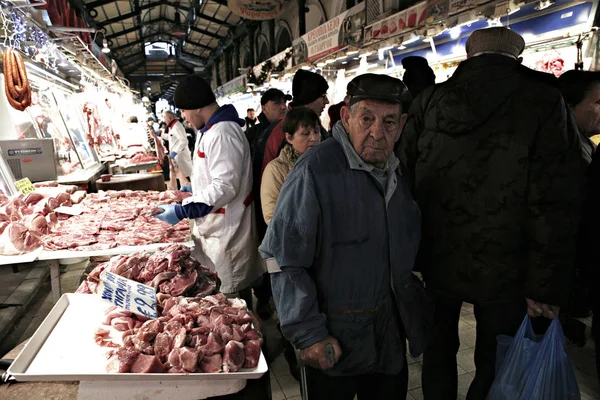 Compras Para Cena Festiva Año Nuevo Centro Atenas Grecia Diciembre — Foto de Stock