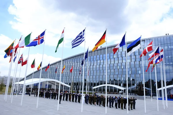 Una Visión General Tribuna Oficial Otan Antes Ceremonia Apertura Cumbre —  Fotos de Stock