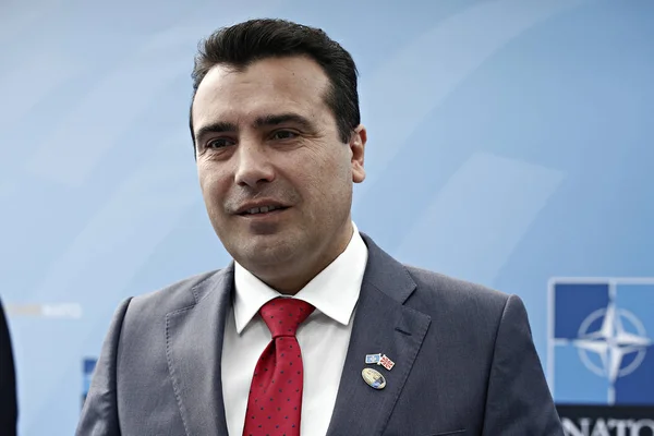 Premier Fyrom Zoran Zaev Przybywa Drugi Dzień Szczytu Nato Brukseli — Zdjęcie stockowe