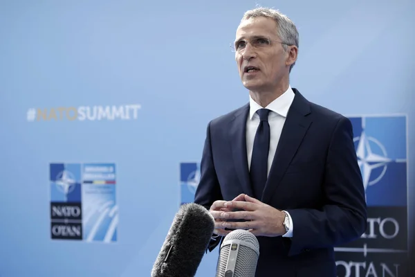 Secretário Geral Otan Jens Stoltenberg Chega Para Primeiro Dia Uma — Fotografia de Stock