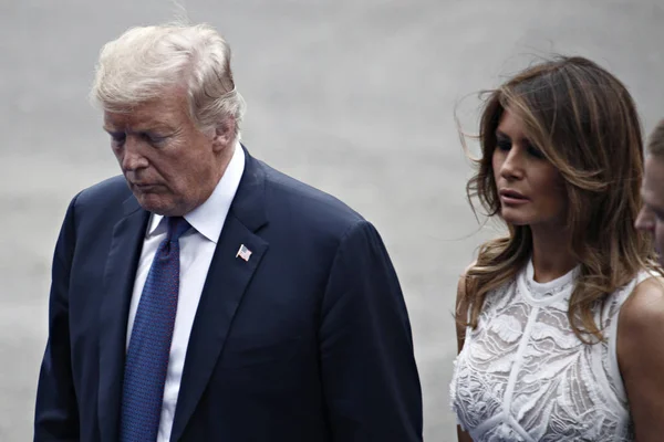 Presidente Estadounidense Donald Trump Primera Dama Los Melania Trump Llegan —  Fotos de Stock