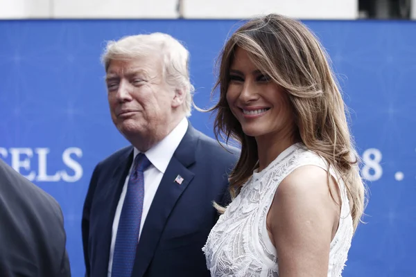 ABD Başkanı Donald Trump ve ABD First Lady'si Melania Trump, 11 Temmuz 2018'de Belçika'nın başkenti Brüksel'deki Parc du Cinquantenaire'de iş yemeğine geliyor..