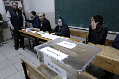 People wait to cast their vote during general elections at a polling station in Istanbul, Turkey on Nov. 1, 2015