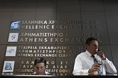 Helenik değişimleri iç görünümü-Atina Stock Exchange sa Atina, Yunanistan 3 Ağustos 2015
