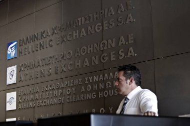 Helenik değişimleri iç görünümü-Atina Stock Exchange sa Atina, Yunanistan 3 Ağustos 2015