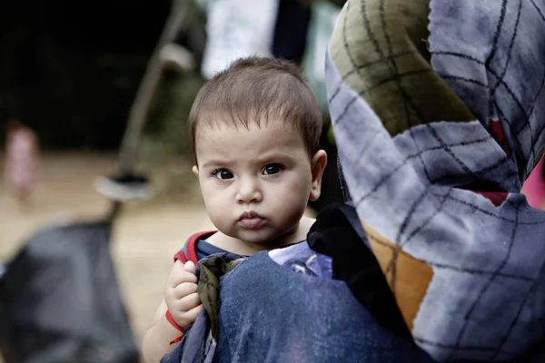 Flüchtlinge Und Migranten Einem Provisorischen Lager Pedion Tou Areos Park — Stockfoto