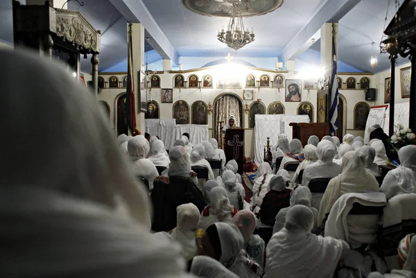 Christelijke Ethiopiërs Nemen Deel Aan Een Middernacht Massa Aan Vooravond — Stockfoto