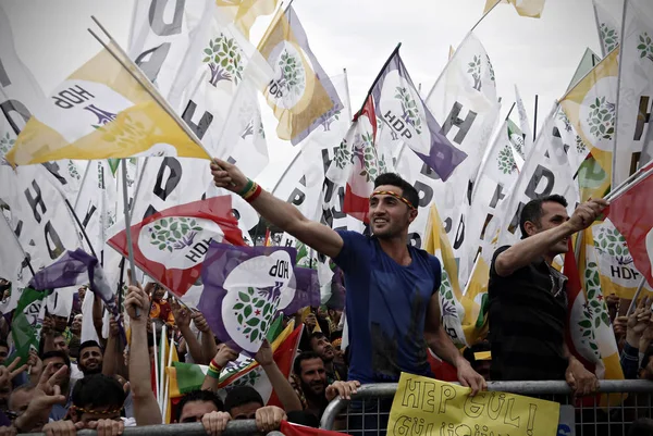 Les Partisans Parti Démocratique Populaire Hdp Pro Kurde Agitent Les — Photo