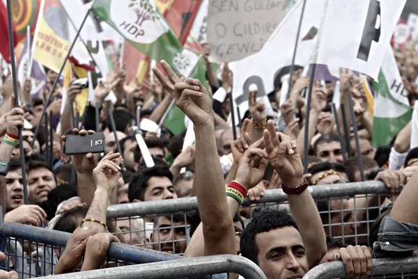 Supporters Pro Kurdish Peoples Democratic Party Hdp Wave Party Flags — Stock Photo, Image