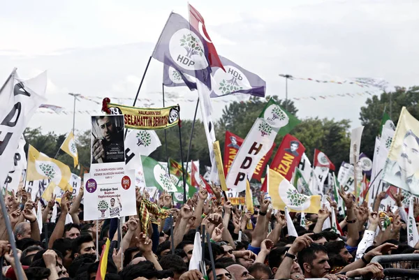 Υποστηρικτές Του Φιλοκουρδικού Λαϊκού Δημοκρατικού Κόμματος Hdp Σημαίες Του Κόμματος — Φωτογραφία Αρχείου
