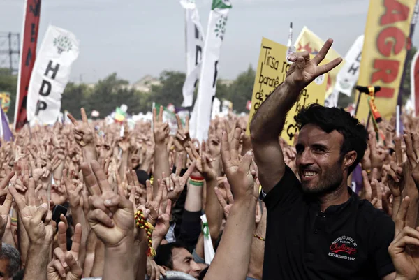 Příznivci Pro Kurdské Národy Demokratické Strany Lisů Jak Účastní Volebních — Stock fotografie