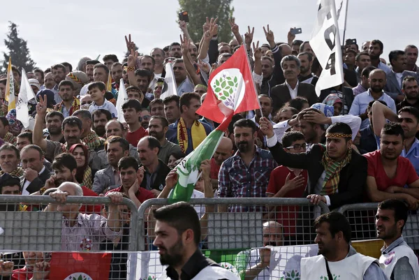 Zwolennicy Pro Kurdyjski Peoples Partia Demokratyczna Hdp Fala Party Flagi — Zdjęcie stockowe