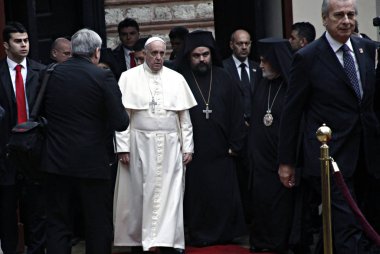 Papa Francis, St. George Istanbul patriarşi Kilisesi 'nde Ekümenik duaya katılmaya geldi, Türkiye 30 Kasım 2014.