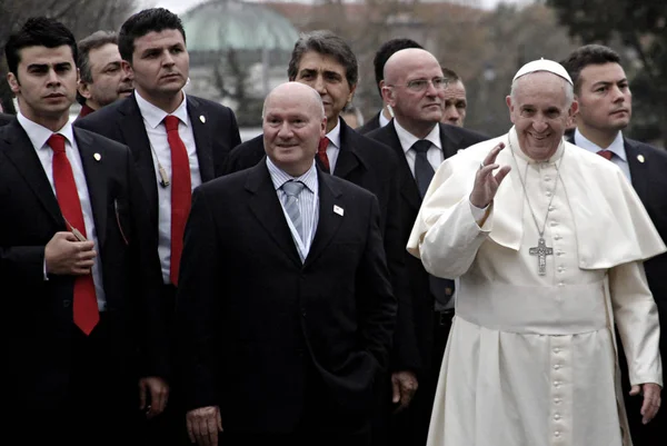 Pope Francis Waves Entering Hagia Sophia Museum Istanbul Turkey November — Stock Photo, Image