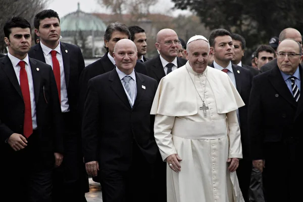 Pope Francis Waves Entering Hagia Sophia Museum Istanbul Turkey November — Stock Photo, Image