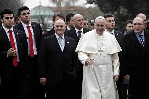 Pope Francis Waves Entering Hagia Sophia Museum Istanbul Turkey November — Stock Photo, Image