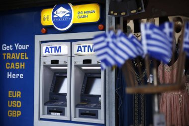 Atina 'da sokakta Euronet ATM makinesi, 21 Ağustos 2018, Yunanistan