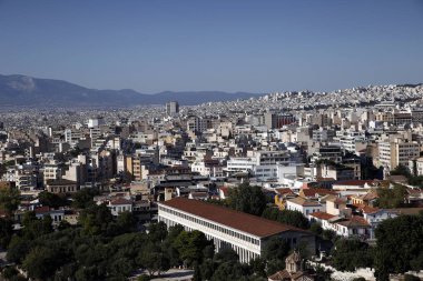 Atina 'da Acropolis Tepesi 'nden Athens View, Yunanistan 21 Ağustos 2018