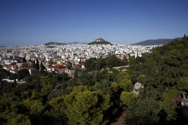 Atina 'da Acropolis Tepesi 'nden Athens View, Yunanistan 21 Ağustos 2018