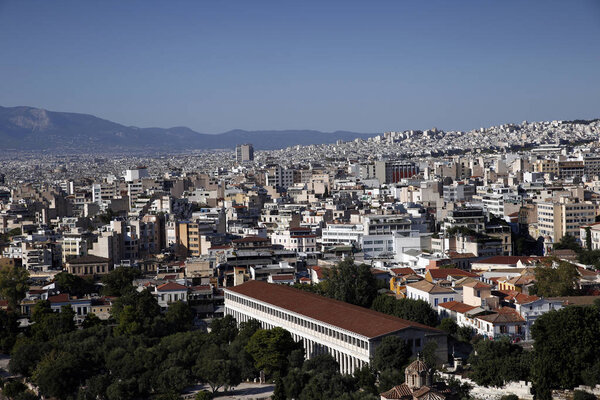 View of Athens from the Acropolis hill in Athens, Greece on Aug. 21, 2018
