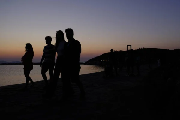 People Walk Ruins Ancient Temple Delian Apollo Naxos Island Greece — Stock Photo, Image