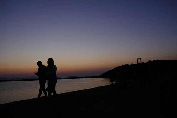 Gente Cammina Tra Rovine Dell Antico Tempio Delian Apollo Nell — Foto Stock