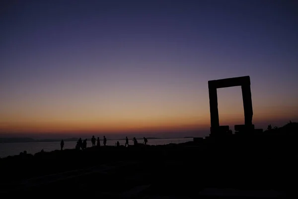 People Walk Ruins Ancient Temple Delian Apollo Naxos Island Greece — Stock Photo, Image